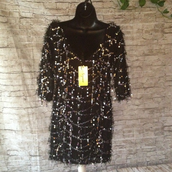 NYE Black & Silver Fringed Sequin dress - Picture 6 of 7